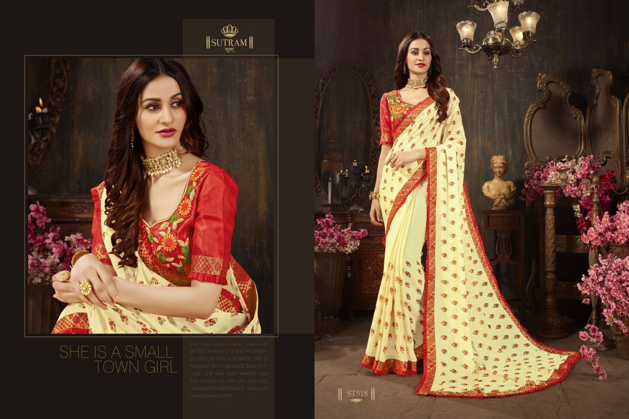Zeeya Vol-4 By Sutram 515 To 520 Series Indian Traditional Wear Collection Beautiful Stylish Fancy Colorful Party Wear & Occasional Wear Georgette Silk Printed Sarees At Wholesale Price