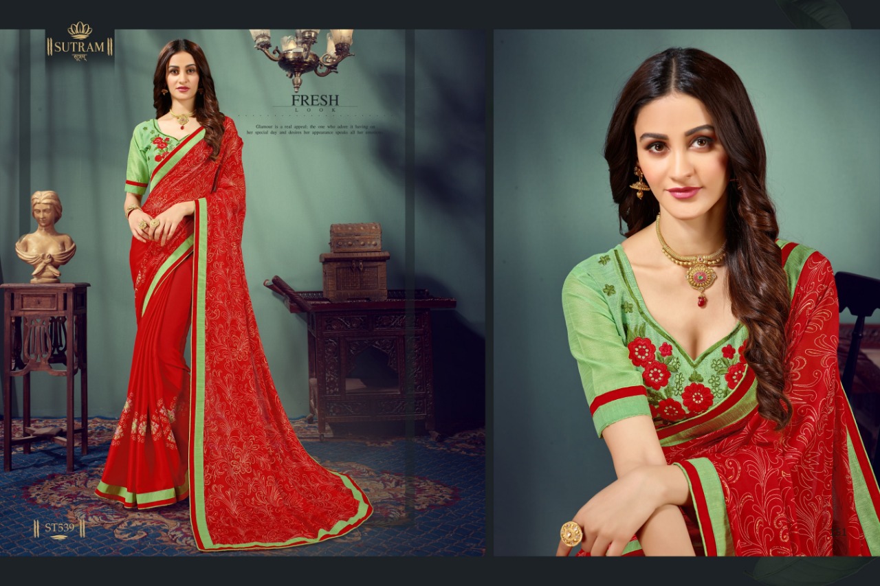 Zeeya Vol-7 By Sutram 537 To 542 Series Indian Traditional Wear Collection Beautiful Stylish Fancy Colorful Party Wear & Occasional Wear Pure Chiffon Printed Sarees At Wholesale Price