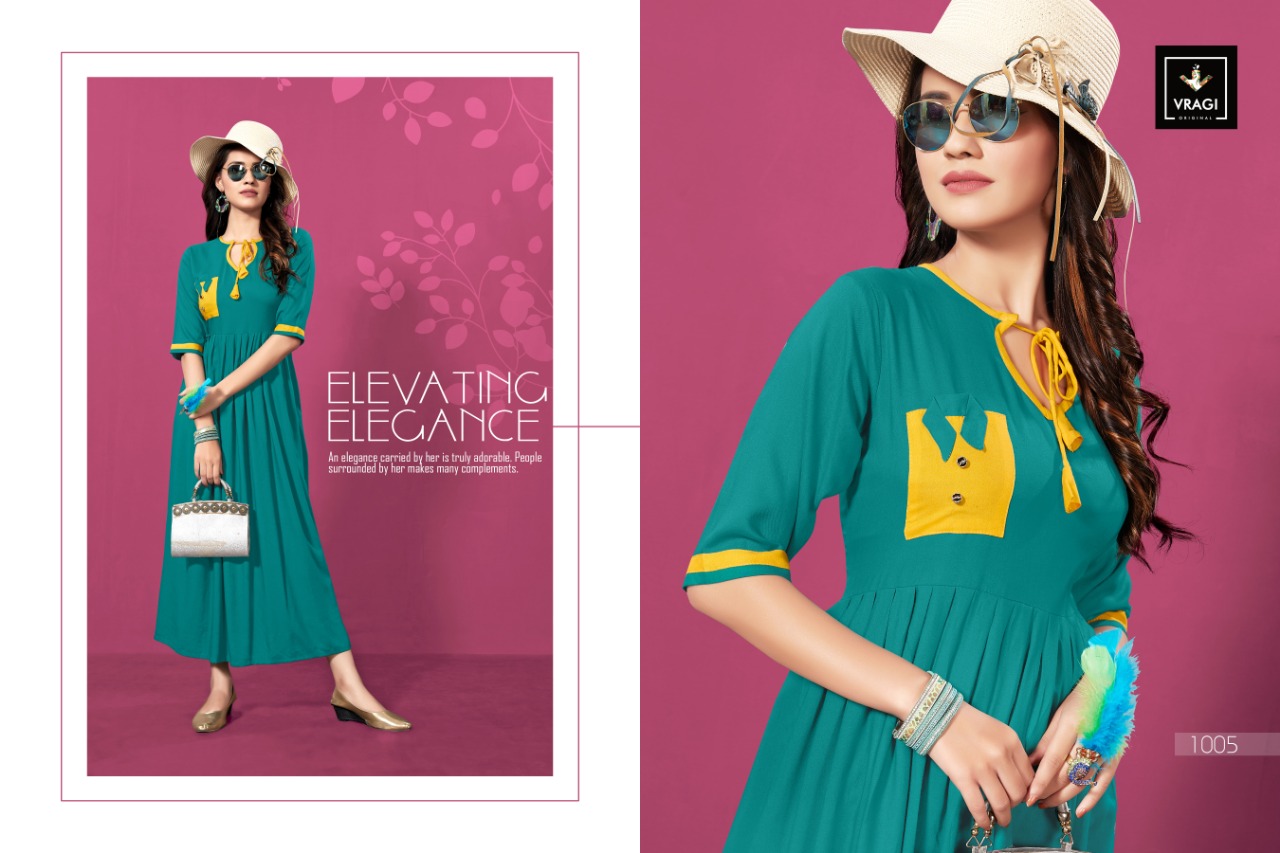 Zemira By Vragi 1001 To 1008 Series Beautiful Colorful Stylish Fancy Casual Wear & Ethnic Wear & Ready To Wear Heavy Rayon Kurtis At Wholesale Price