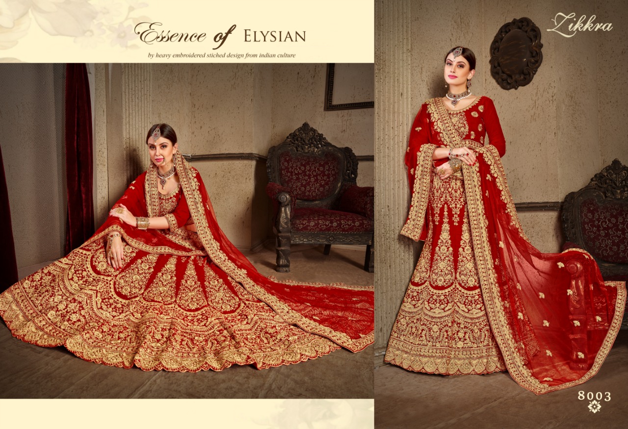 Zikkra Lehenga Vol-6 By Zikkra 8001 To 8009 Series Indian Bridal Wear Collection Beautiful Stylish Fancy Colorful Party Wear & Occasional Wear Satin & Velvet Lehengas At Wholesale Price
