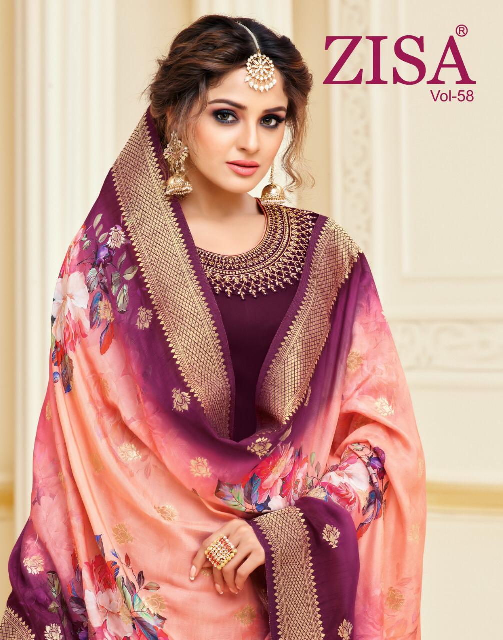 Zisa Vol-58 By Meera Trendz 10641 To 10645 Series Designer Beautiful Colorful Fancy Casual Wear & Party Wear Satin Georgette Embroidered Dresses At Wholesale Price