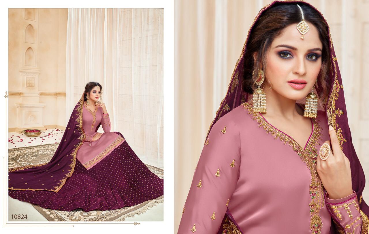 Zisa Vol-59 By Meera Trendz 10821 To 10825  Series Designer Beautiful Colorful Fancy Casual Wear & Party Wear Satin Georgette Embroidered Dresses At Wholesale Price