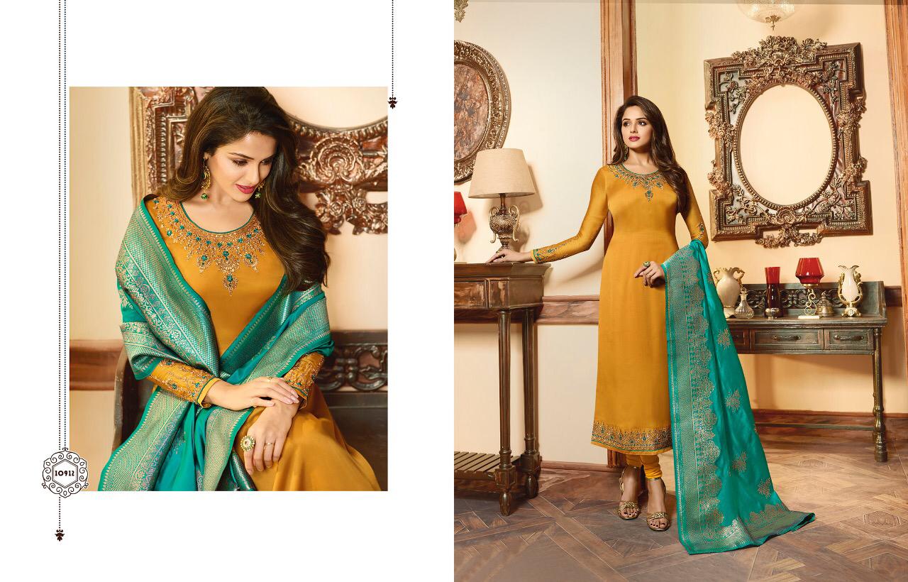 Zeesa Banarasi Vol-5 By Meera Trendz 10911 To 10918  Designer Suits Beautiful Stylish Fancy Colorful Party Wear & Ethnic Wear Georgette Silk With  Embrolidered Dresses At Wholesale Price
