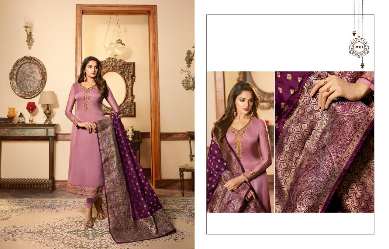 Zisa Banarasi Vol-5 Nx By Meera Trendz Designer Beautiful Colorful Fancy Casual Wear & Party Wear Satin Georgette Worked Dresses At Wholesale Price