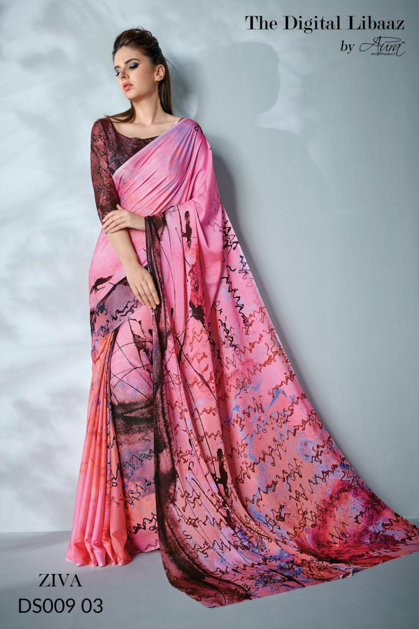 Ziva By Aura Indian Traditional Wear Collection Beautiful Stylish Fancy Colorful Party Wear & Occasional Wear Blend Of Manmade Fibers Sarees At Wholesale Price