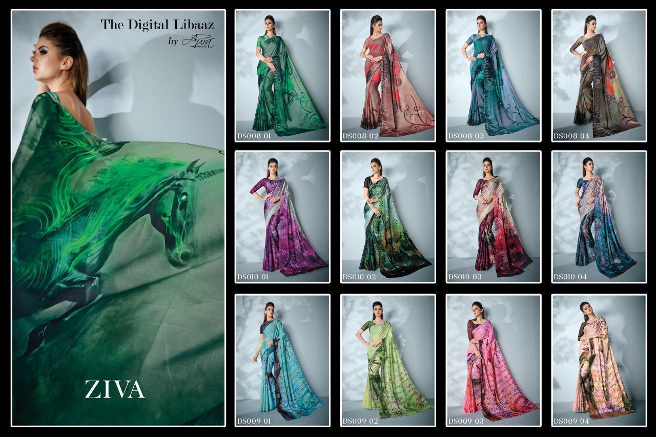 Ziva By Aura Indian Traditional Wear Collection Beautiful Stylish Fancy Colorful Party Wear & Occasional Wear Blend Of Manmade Fibers Sarees At Wholesale Price