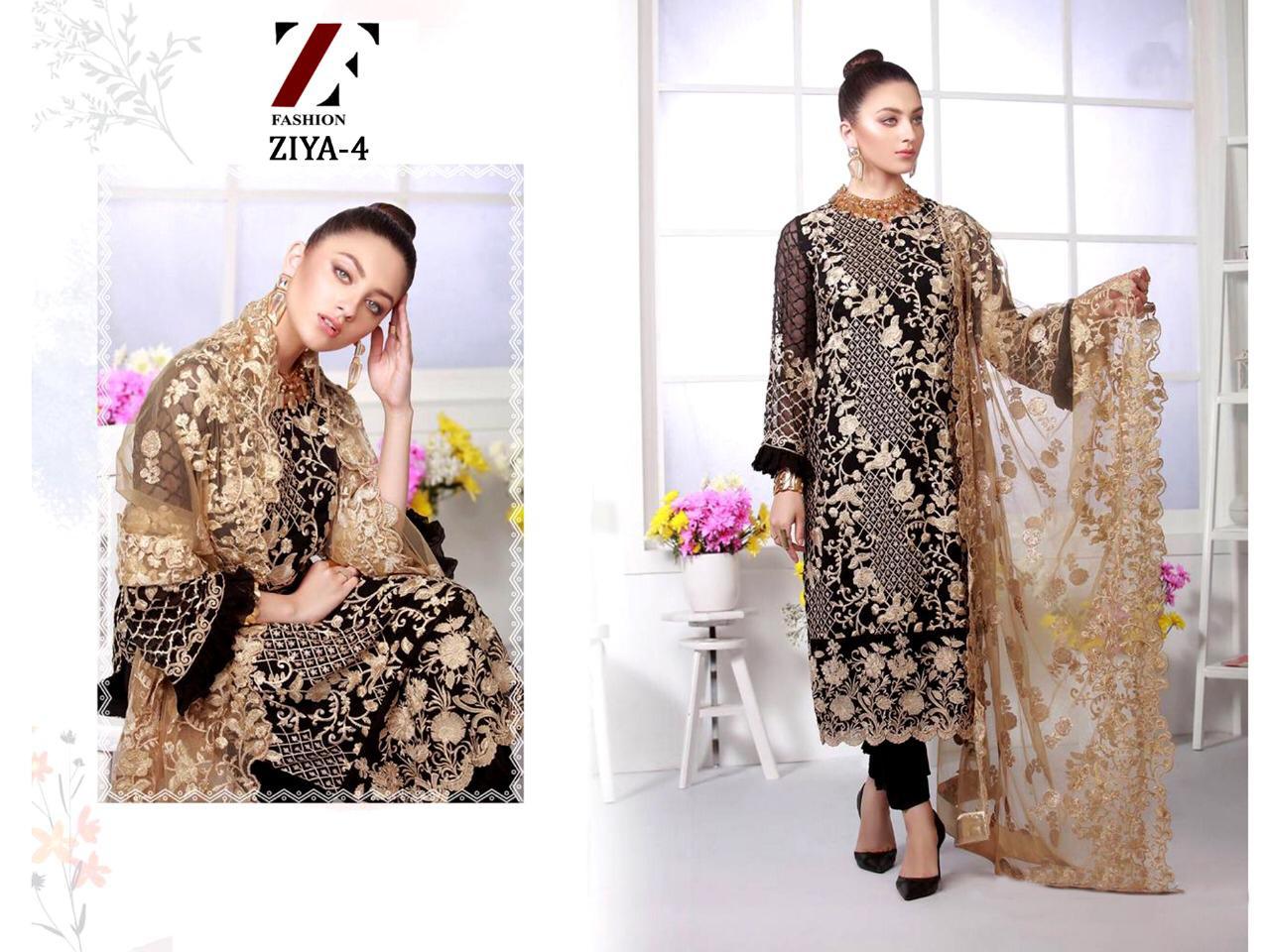 Ziya Fashion Hit Design Ziya-4 By Ziya Fashion Pakistani Traditional Wear Collection Beautiful Stylish Fancy Colorful Party Wear & Occasional Wear Faux Georgette Embroidered Dress At Wholesale Price