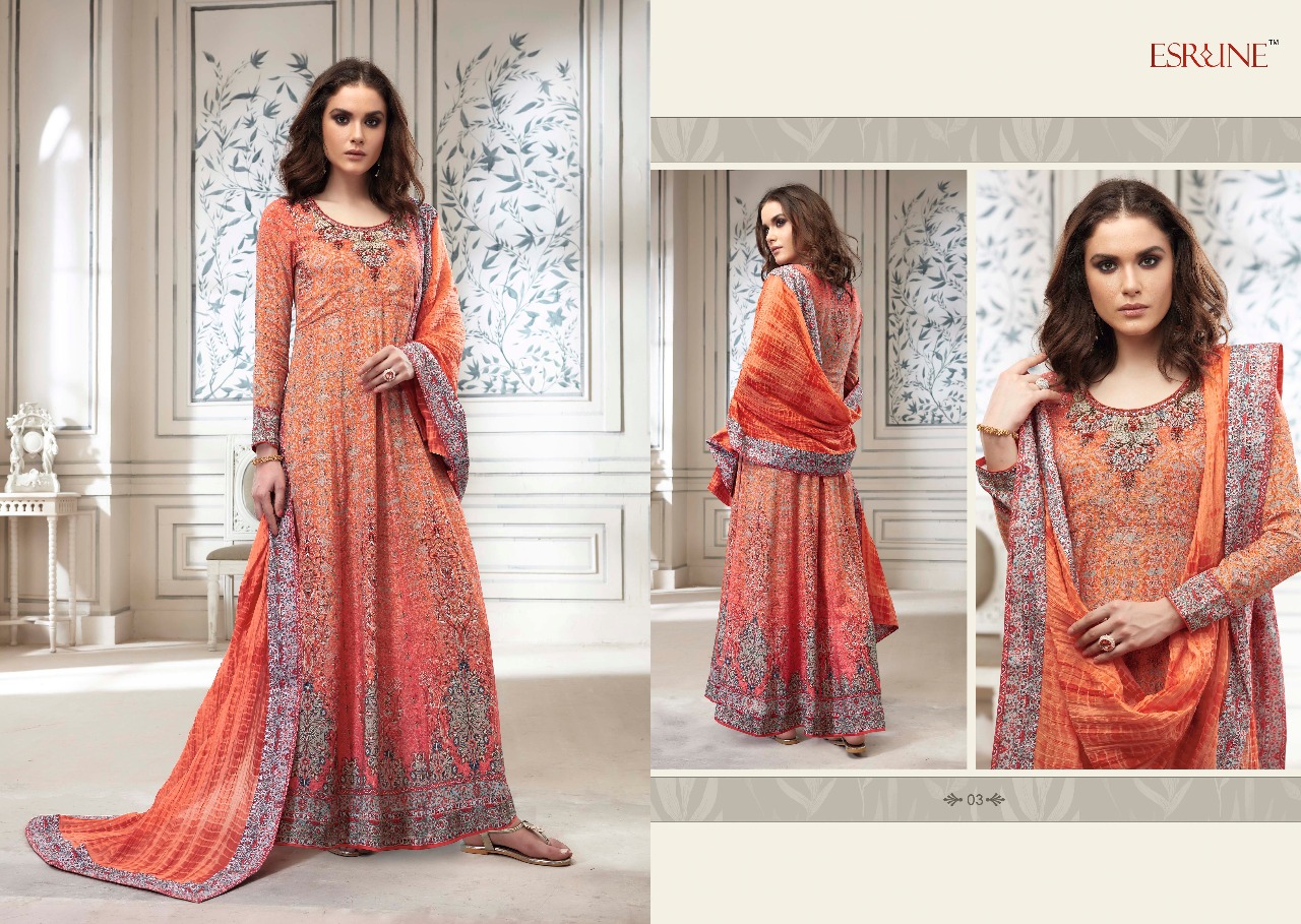 Zoella By Esrune 01 To 06 Series Designer Festive Collection Beautiful Stylish Colorful Fancy Party Wear & Occasional Wear Muslin Silk Dresses At Wholesale Price