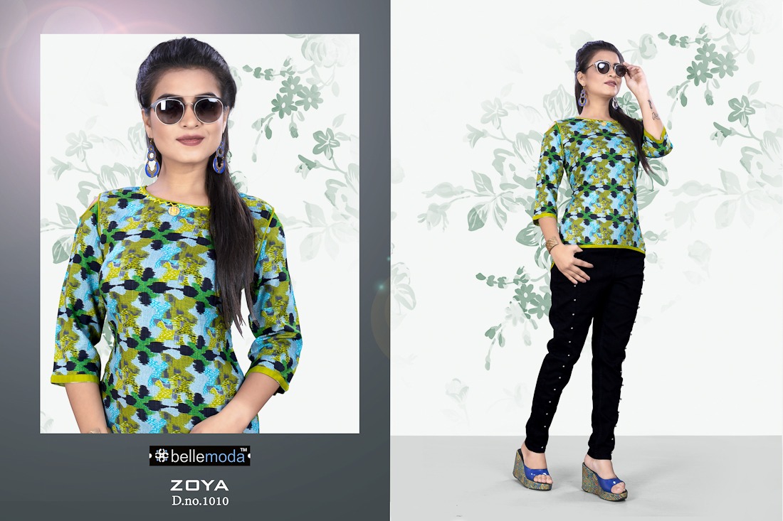 Zoya By Bellemoda 1001 To 1010 Series Beautiful Stylish Fancy Colorful Casual Wear & Ethnic Wear & Ready To Wear Heavy Rayon Slub Tops At Wholesale Price