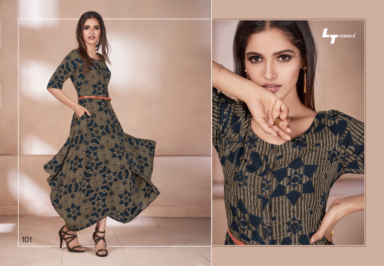 Sale Zween By Lt Fabrics 101 To 108 Series Beautiful Colorful Stylish Fancy Casual Wear & Ethnic Wear & Ready To Wear Heavy Rayon Printed Kurtis At Wholesale Price