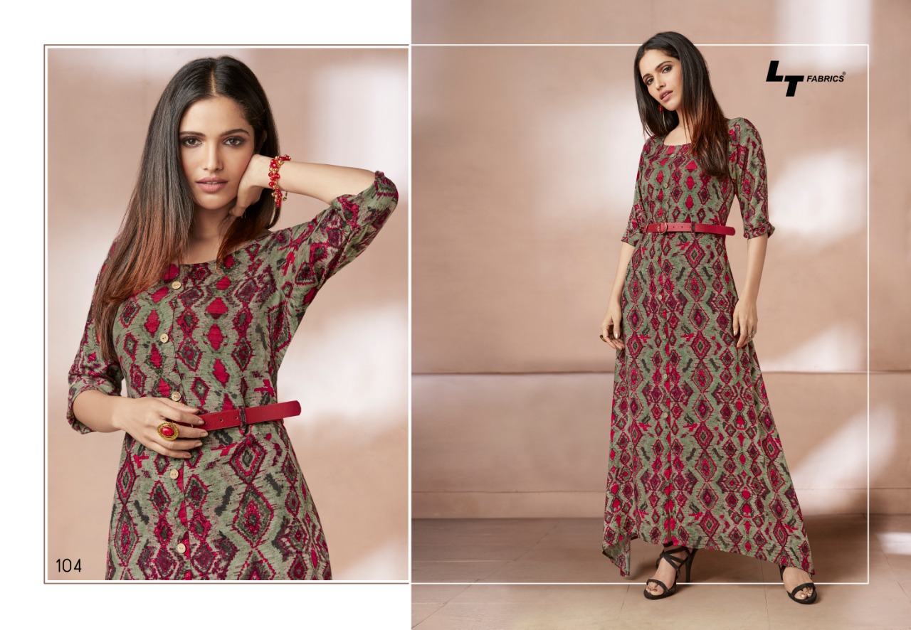 Sale Zween By Lt Fabrics 101 To 108 Series Beautiful Colorful Stylish Fancy Casual Wear & Ethnic Wear & Ready To Wear Heavy Rayon Printed Kurtis At Wholesale Price