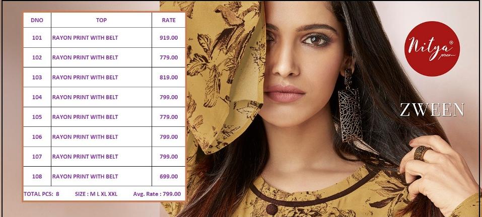 Sale Zween By Lt Fabrics 101 To 108 Series Beautiful Colorful Stylish Fancy Casual Wear & Ethnic Wear & Ready To Wear Heavy Rayon Printed Kurtis At Wholesale Price